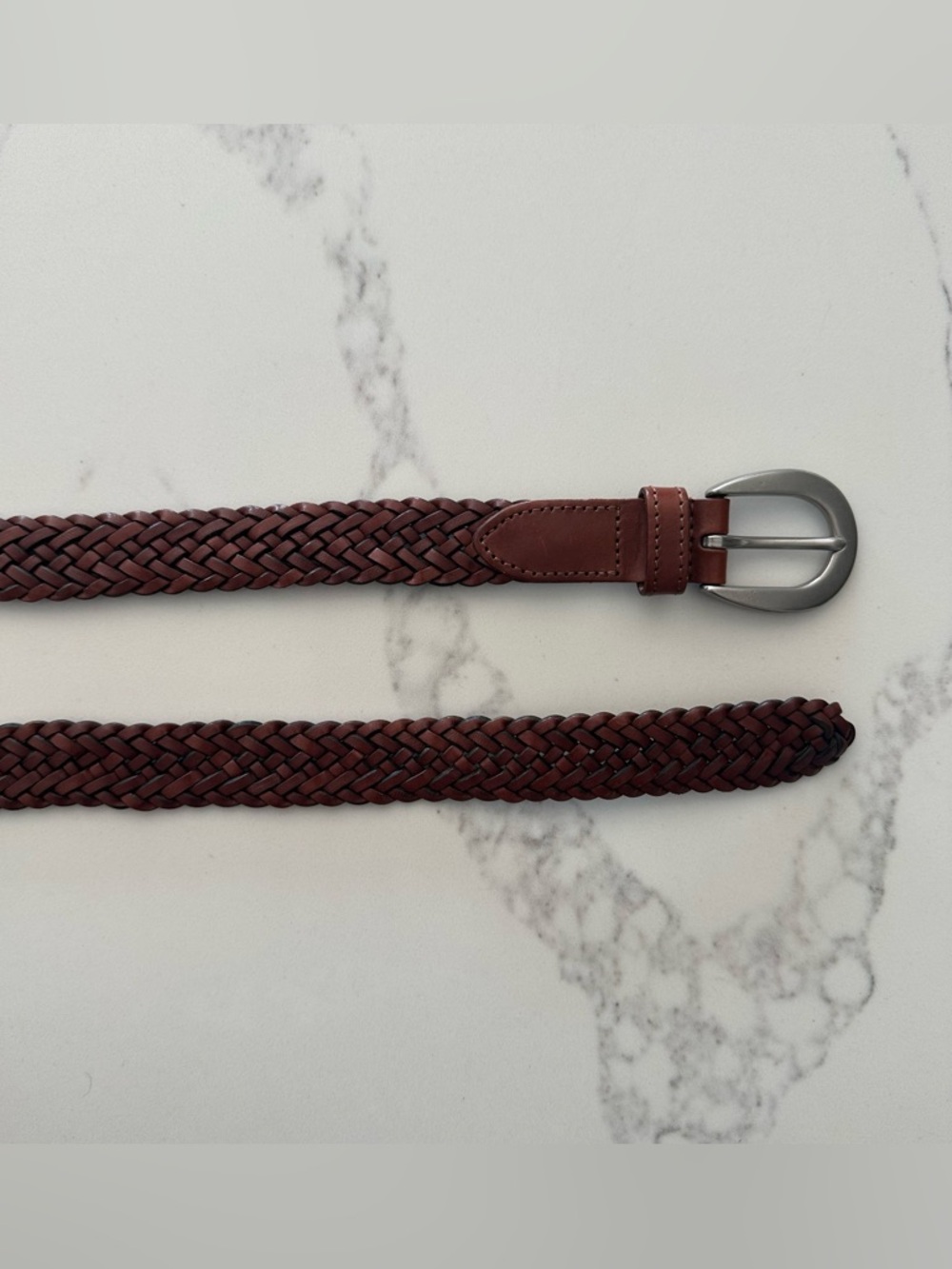 Vintage Coach 8518 Braided Leather Belt Oval Buckle Brown, Brushed Silver Small - Picture 8 of 9